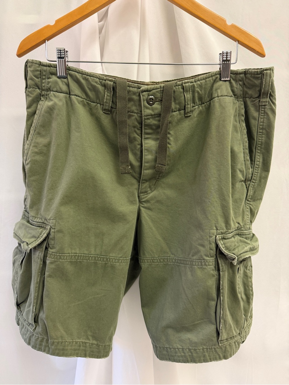 Abercrombie & Fitch Mens Heavyweight Classic Cargo Shorts Y2K Vintage Button Fly